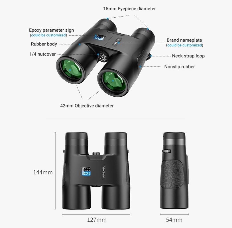 NNEIDS Autofocus 10X42 Binoculars - Fixed Focus Black